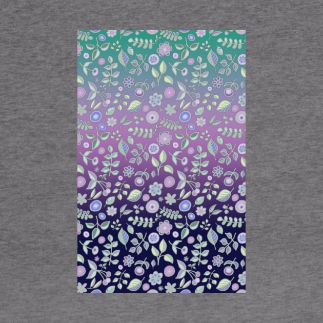 Ombre Nature Doodle Pattern in Navy & Purple by micklyn